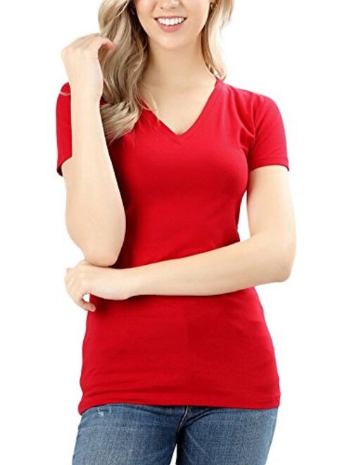 ToBeInStyle Women's Short Sleeve V-Neck Basic T-Shirt