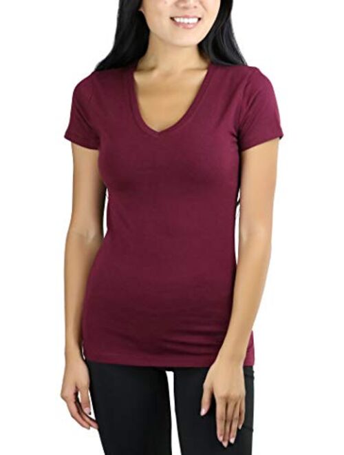 ToBeInStyle Women's Short Sleeve V-Neck Basic T-Shirt