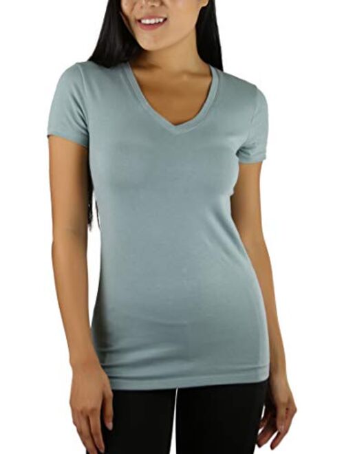 ToBeInStyle Women's Short Sleeve V-Neck Basic T-Shirt