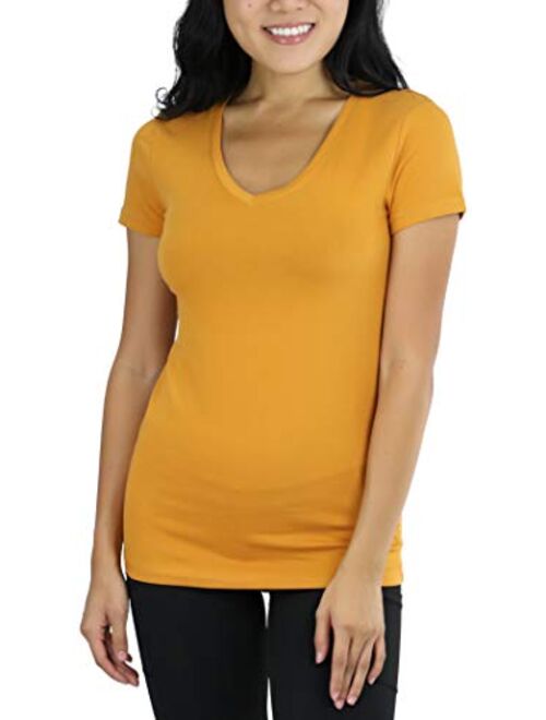 ToBeInStyle Women's Short Sleeve V-Neck Basic T-Shirt