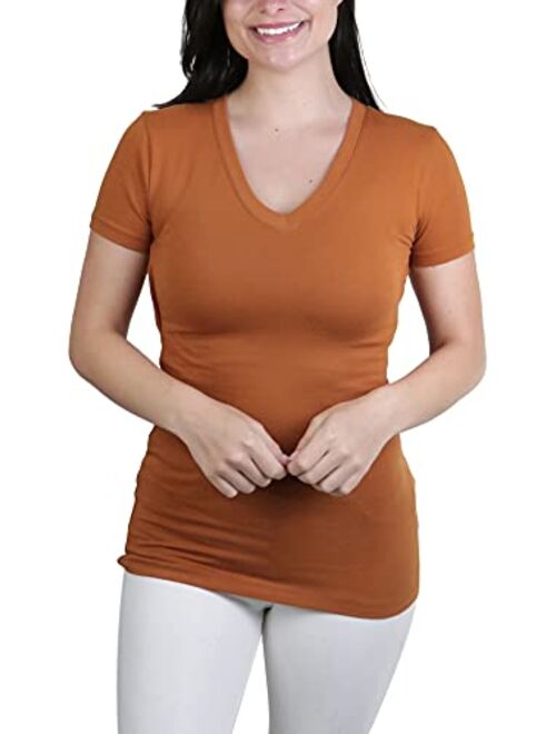 ToBeInStyle Women's Short Sleeve V-Neck Basic T-Shirt