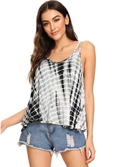 Women's Flowy V Neck Strappy Tank Tops Loose Cami Top