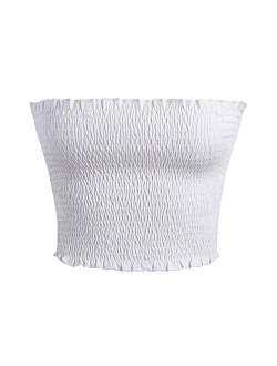 Womens Strapless Pleated Sexy Tube Crop Tops