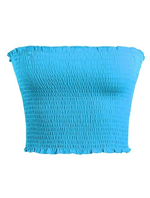 Womens Strapless Pleated Sexy Tube Crop Tops