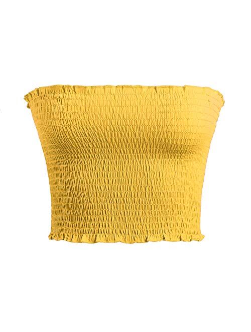 Womens Strapless Pleated Sexy Tube Crop Tops