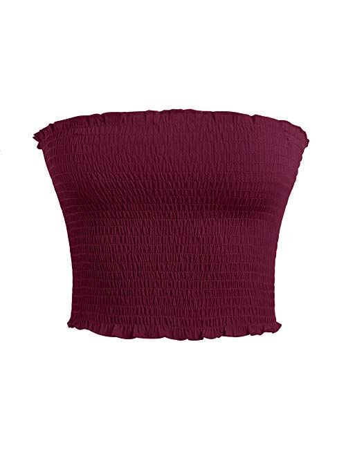 Womens Strapless Pleated Sexy Tube Crop Tops