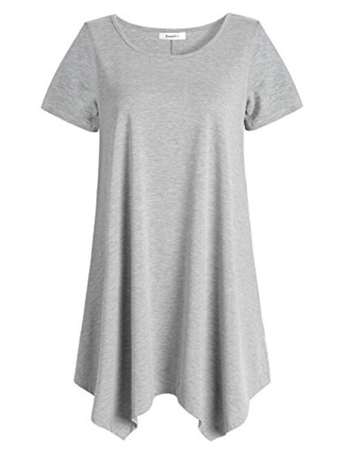 Esenchel Women's Short Sleeves Tunic Shirt Loose Fit Leggings Top