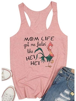 Mom Life Shirts for Women Mom Life Got Me Feelin Like HEI HEI Short Sleeve T-Shirt Themed Party Casual Top