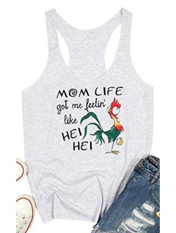 Mom Life Shirts for Women Mom Life Got Me Feelin Like HEI HEI Short Sleeve T-Shirt Themed Party Casual Top