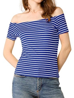 Women's Slim Fit Short Sleeves Off The Shoulder Cropped Top