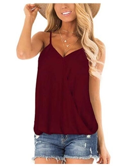 NIASHOT Women's Spaghetti Strap Tank Tops V-Neck Sexy Camisole Sleeveless Tops