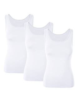 DYLH Women Comfy Cami Built-in Shelf Bra Knitted Tank Top Stretch 1/3 Pack