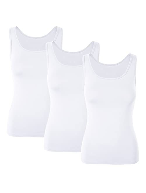 DYLH Women Comfy Cami Built-in Shelf Bra Knitted Tank Top Stretch 1/3 Pack