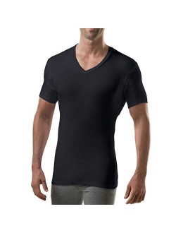 Sweatproof Undershirt for Men with Underarm Sweat Pads (Slim Fit, V-Neck)