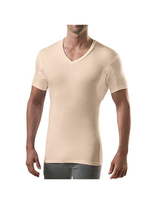 Sweatproof Undershirt for Men with Underarm Sweat Pads (Slim Fit, V-Neck)