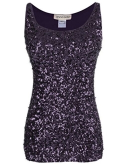 Anna-Kaci Womens Sparkle & Shine Glitter Sequin Embellished Sleeveless Round Neck Tank Top