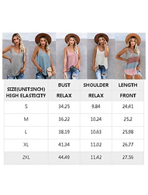 AlvaQ Women Summer Strappy Knit Tank Tops Loose Casual Sleeveless Shirts Camis