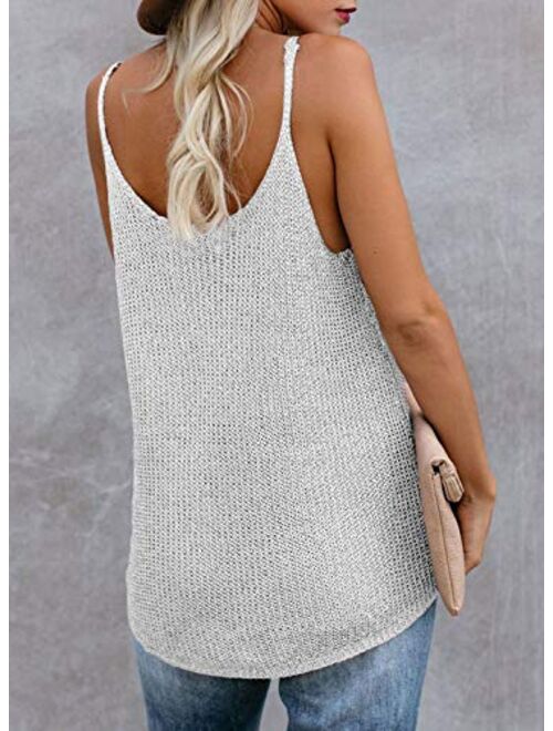 AlvaQ Women Summer Strappy Knit Tank Tops Loose Casual Sleeveless Shirts Camis