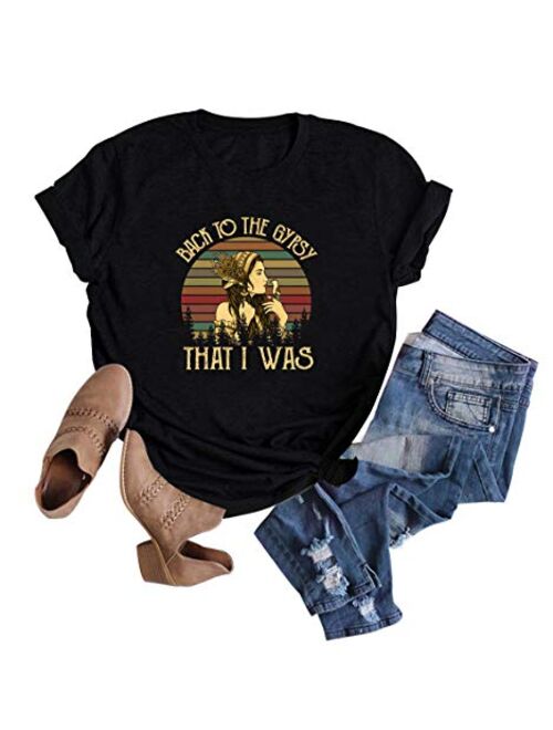 Women Stevie Nicks Vintage T Shirt Back to The Gypsy That I was Graphic Rock Music Tees Tops