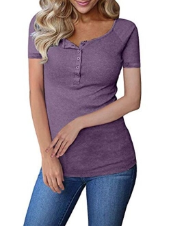 Remikstyt Womens Long Sleeve Henley Shirts Slim Tights Casual High Elasticity Tunic