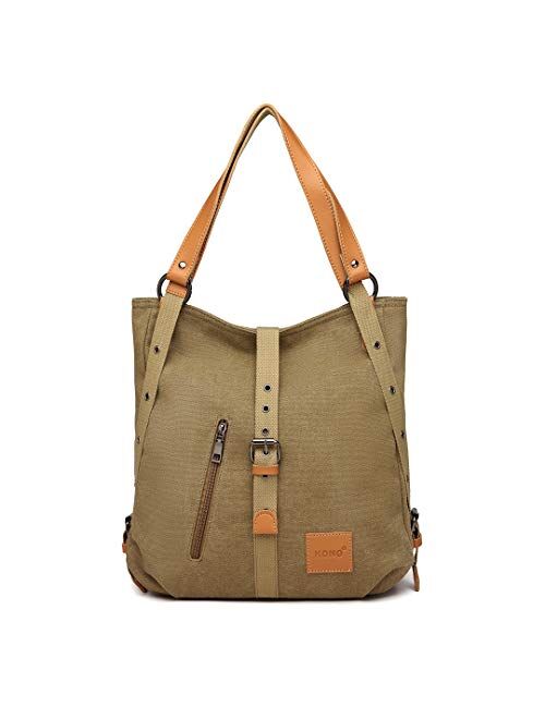 Kono Canvas Purse Handbag for Women Girls Shoulder Tote Bag Convertible Backpack 3 in 1 Daypack Sackpack School Bag