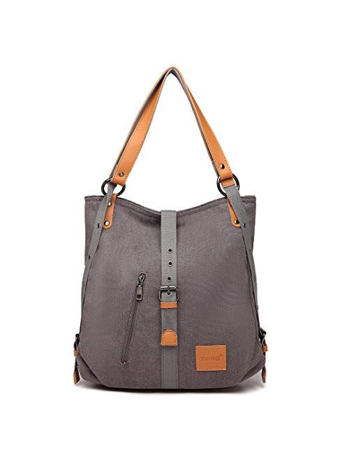 Kono Canvas Purse Handbag for Women Girls Shoulder Tote Bag Convertible Backpack 3 in 1 Daypack Sackpack School Bag