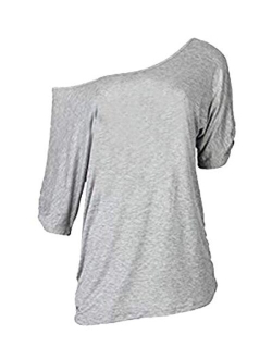 MAGICMK Womens Short Sleeve Lips Print Casual Off The Shoulder T-Shirt Tops