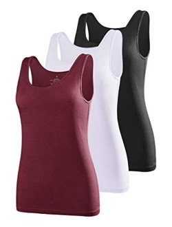 Air Curvey Womens Basic Tank Tops Sleeveless Layering Tops Undershirt Tanks 2-4 Pack