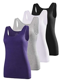 Air Curvey Womens Basic Tank Tops Sleeveless Layering Tops Undershirt Tanks 2-4 Pack