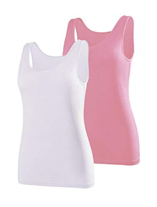 Air Curvey Womens Basic Tank Tops Sleeveless Layering Tops Undershirt Tanks 2-4 Pack