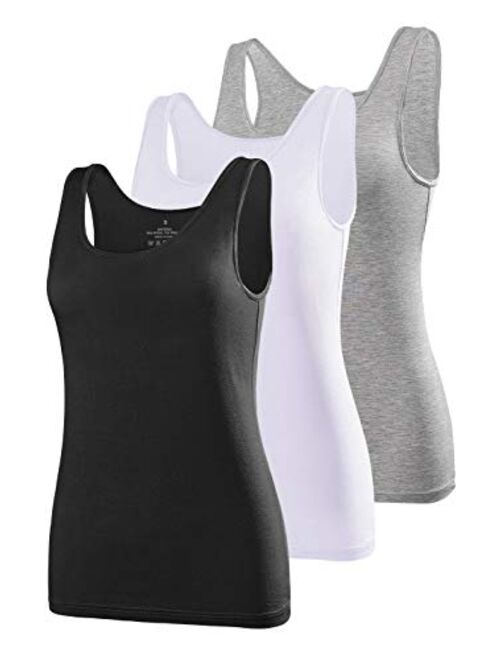 Air Curvey Womens Basic Tank Tops Sleeveless Layering Tops Undershirt Tanks 2-4 Pack