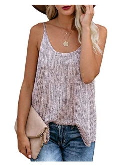 Women Oversize Scoop Neck Tank Tops Causal Sleeveless Knit Shirts Tunic Camis Loose Fashion Summer Sweater Vest Blouses