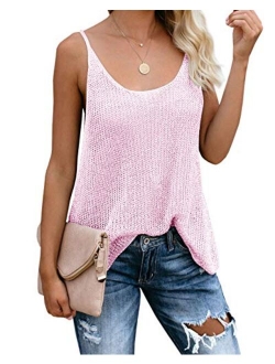 Women Oversize Scoop Neck Tank Tops Causal Sleeveless Knit Shirts Tunic Camis Loose Fashion Summer Sweater Vest Blouses