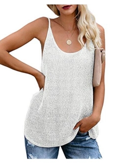 Women Oversize Scoop Neck Tank Tops Causal Sleeveless Knit Shirts Tunic Camis Loose Fashion Summer Sweater Vest Blouses