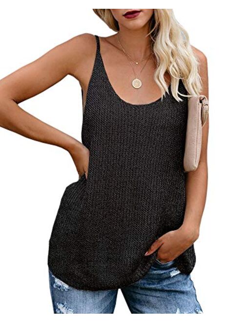 Women Oversize Scoop Neck Tank Tops Causal Sleeveless Knit Shirts Tunic Camis Loose Fashion Summer Sweater Vest Blouses