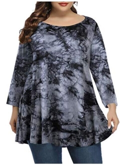 BELAROI Women Plus Size 3/4 Sleeve Comfy Tunic Tops Loose T-Shirt