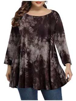 BELAROI Women Plus Size 3/4 Sleeve Comfy Tunic Tops Loose T-Shirt