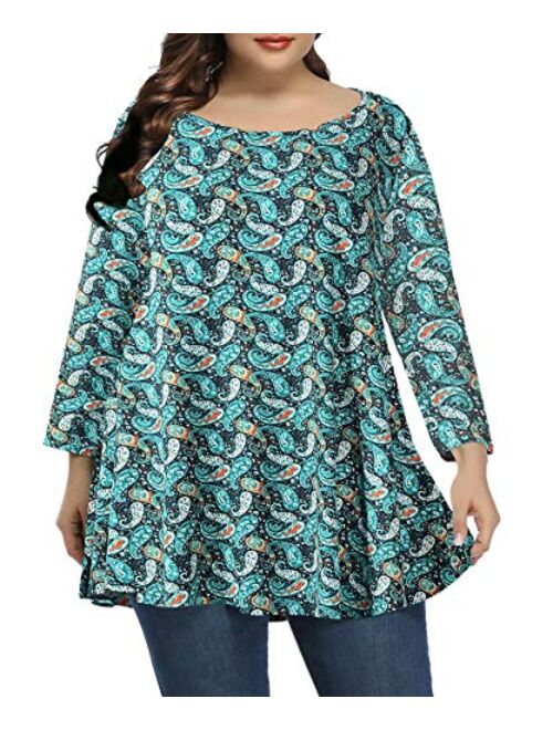 BELAROI Women Plus Size 3/4 Sleeve Comfy Tunic Tops Loose T-Shirt