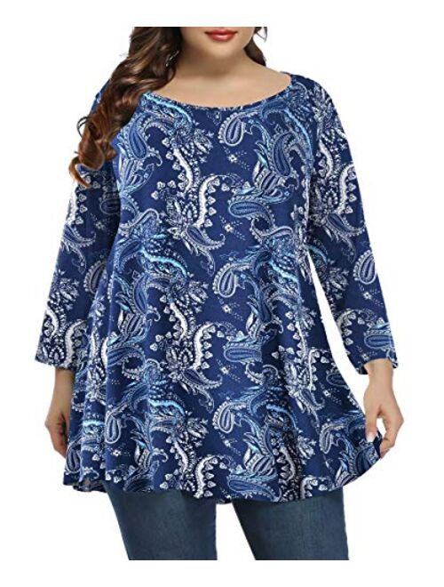 BELAROI Women Plus Size 3/4 Sleeve Comfy Tunic Tops Loose T-Shirt