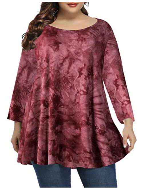 BELAROI Women Plus Size 3/4 Sleeve Comfy Tunic Tops Loose T-Shirt