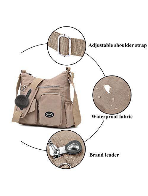 Nylon Crossbody Bag for Women with Anti-theft RFID Pocket, Water-resistant Shoulder Bag Travel Purses and Handbag