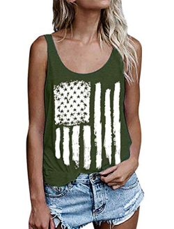 Umsuhu American Flag Graphic Tank Tops Tee Shirts Women 4th of July Patriotic Tank Tops Shirts Racerback