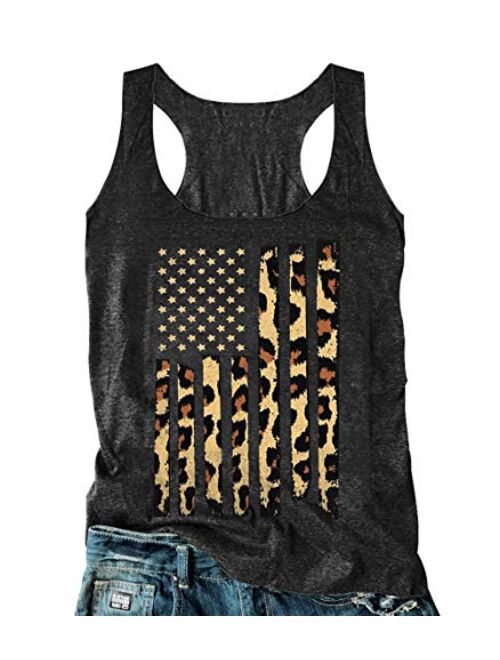 Umsuhu American Flag Graphic Tank Tops Tee Shirts Women 4th of July Patriotic Tank Tops Shirts Racerback