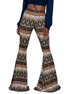 Herose Tall Ladies S-2XL Soft Pattern Bell Bottoms Floor Length Ethnic Boho Flared Pants