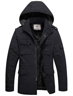 WenVen Winter Military Thicken Parka Jacket with Removable Hood