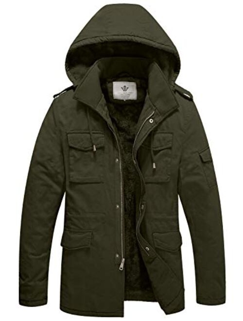 WenVen Winter Military Thicken Parka Jacket with Removable Hood