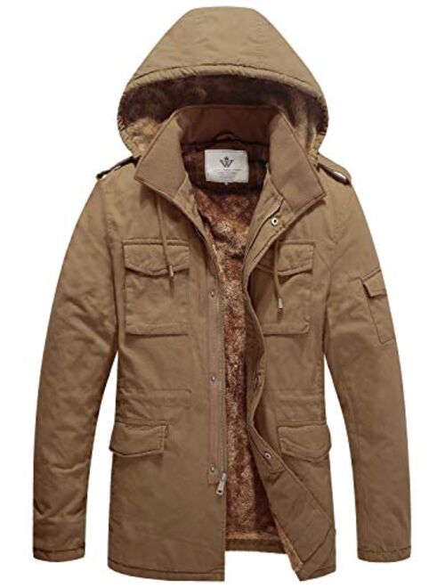 WenVen Winter Military Thicken Parka Jacket with Removable Hood