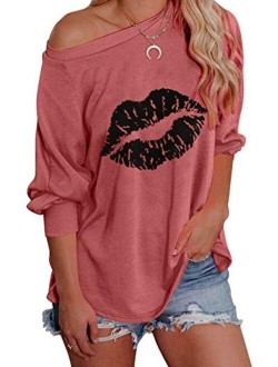 AlvaQ Womens Summer Loose Crewneck Short Sleeve Tops Graphic Print Shirts S-XXL