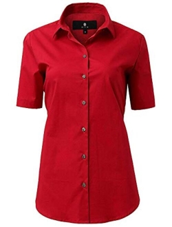 diig Dress Shirt for Women - Long Sleeve Women Tops Blouses, White Red XS M 2 XL