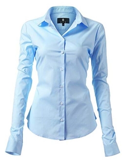 diig Dress Shirt for Women - Long Sleeve Women Tops Blouses, White Red XS M 2 XL